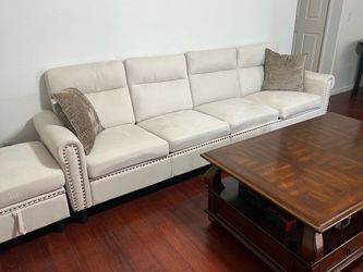 New Suede modern long couch