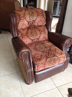 Pair of Leather and Fabric Lane Recliners