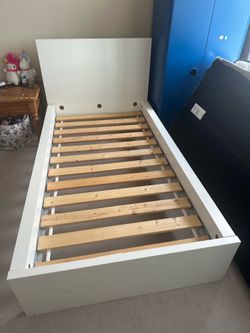 IKEA MALM Twin Bed Frame + Low Profile Foundation - White