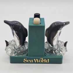Vintage Sea World Dolphins Push Button Salt and Pepper Shakers Souvenir