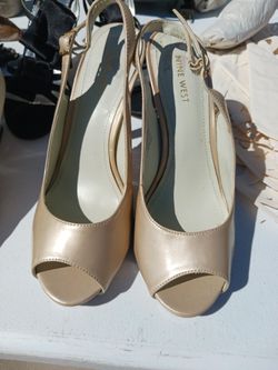 Nine West Champagne Strap Pumps