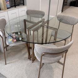 CB2 Glass Dining Table & West Elm Dining Chairs