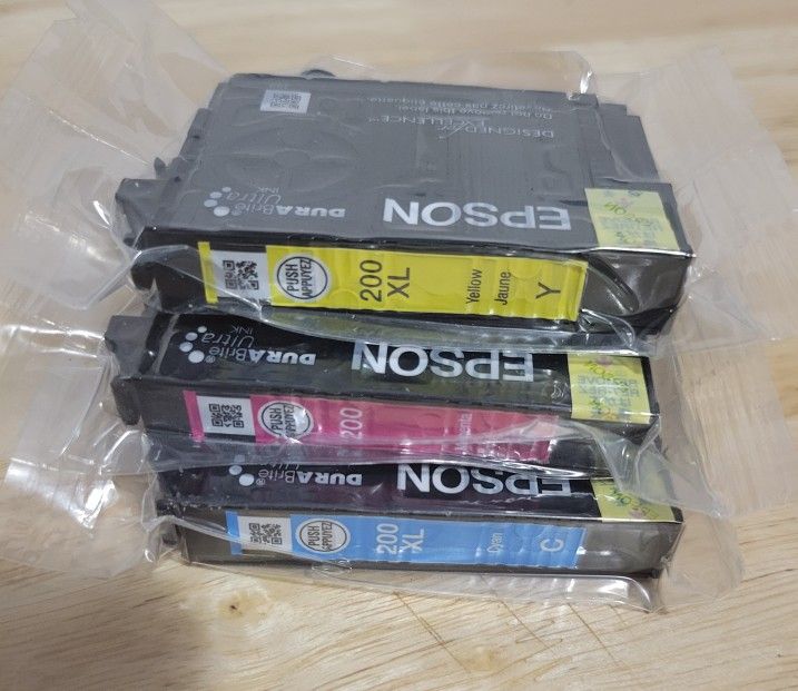 3-New Sealed Epson 200 Dura Brite Ultra Ink Cartridges No Box