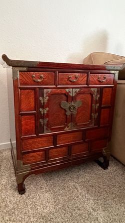 Vintage Chinese Chest with Butterfly Brass Hardware