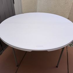 Brand New VINGLI 48" Round Bi-Folding Commercial Table, 4 Feet Portable Plastic Dining Card Table for Kitchen or Outdoor Party Wedding SKU122-G