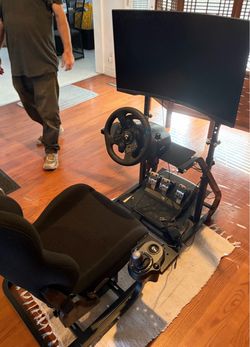 Racing Simulator Cockpit with Wheel, Pedals & Shifter