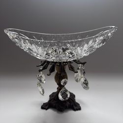 Crystal Centerpiece With Brass Base