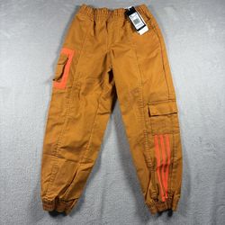 Adidas Ivy Park Pants Kids S 9-10 Orange Canvas Cargo Joggers Pants NWT #3316