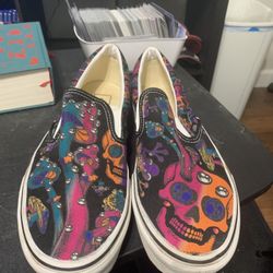 Vans Shoes Size 10 Retro Skull Mushrooms Psychedelic W/a Box  