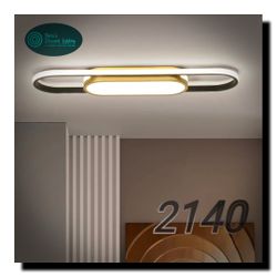 Tioolo 27.5" Modern LED Flush Mount Ceiling Light – Dimmable Remote, Black Gold