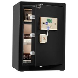 TIGERKING Safe Box,Home Safe,Large Security Box with Double Safety Key Lock and Password for Money and Document,3.7 Cubic Black