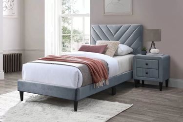 Twin size platform bed with orthopedic mattress