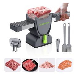 Fresh Meat Slicer, Manual Meat Slicer for Fresh Raw Meat, Meal Prep for the Week, Adjustable Thickness 2mm or 4mm, 17 Blades get 18 Meat Slices, Meat