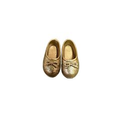 Vtg Barbie Doll Size Shoes - Gold Glitter Flats