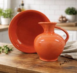 Fiesta Persimmon Large Disc Pitcher & 10.5” Serving Bowl Set Retired USA