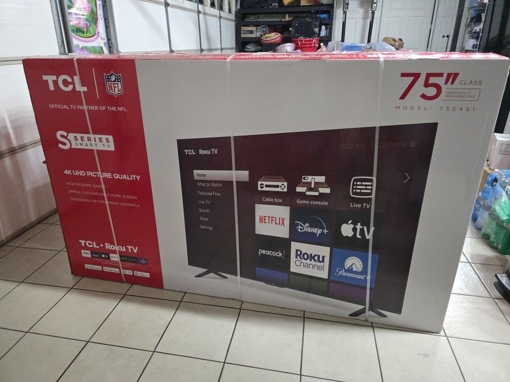 TCL 75” Class S4 (75S451) 4K UHD HDR Smart TV with Roku TV
