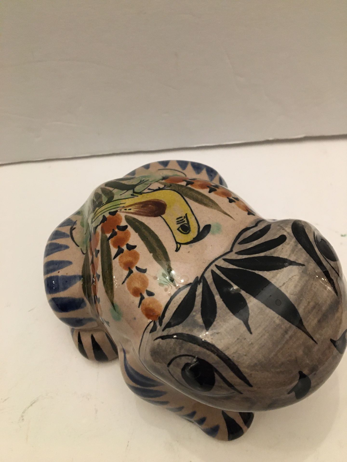 Tonala Pottery Hand Painted Frog Signed