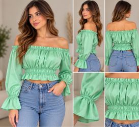 š Mint Green Off-the-Shoulder Blouse ā Made in Colombia šØš“āØ