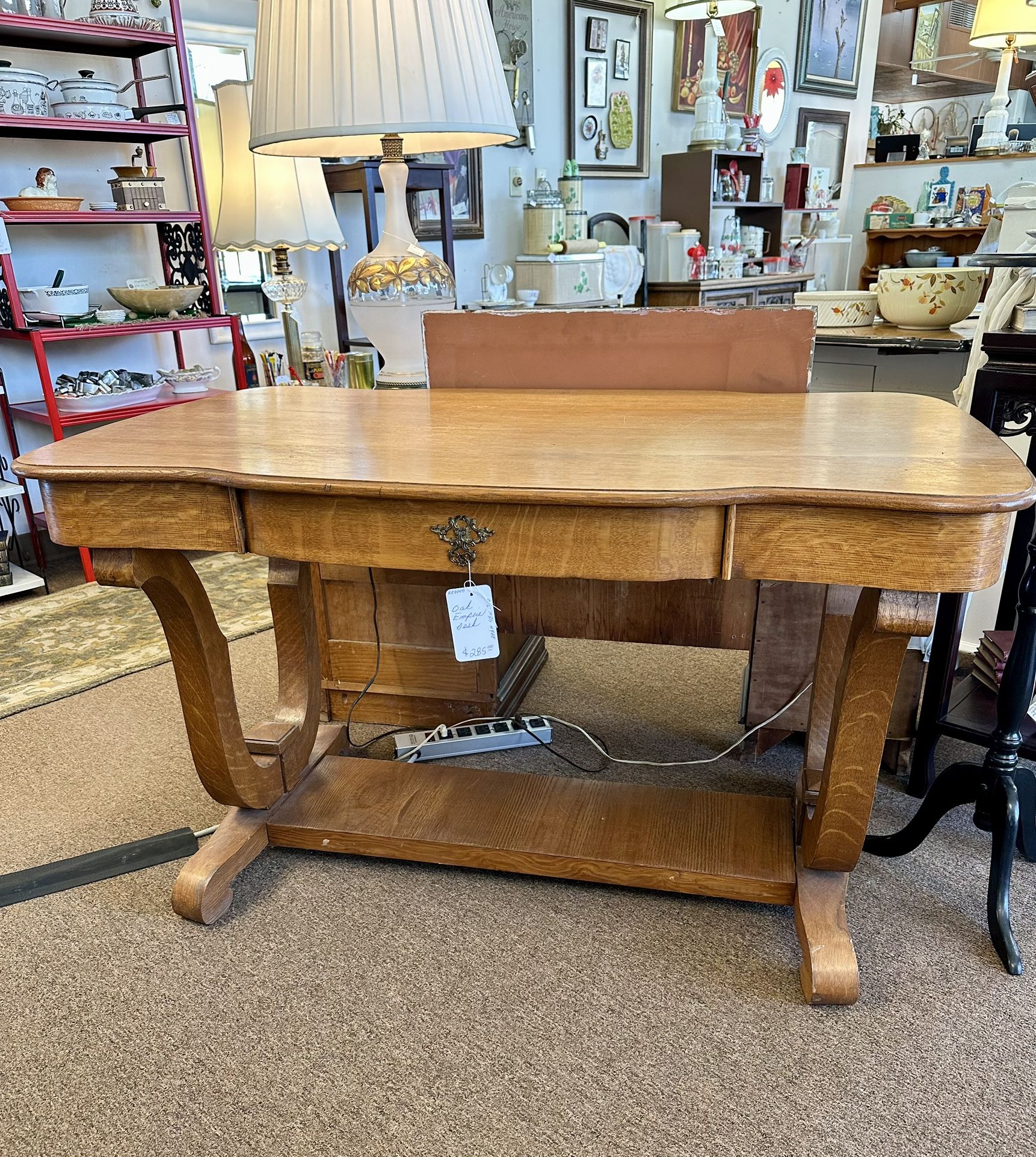Oak Empire Desk With Drawer 