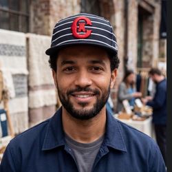 New Era Navy Striped 59FIFTY Cap with Red Patch