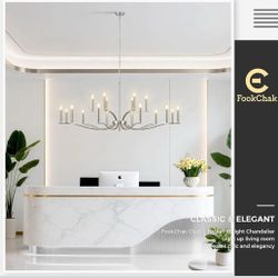 (Brand New in Box)  18 Light Nickel Living Room Chandelier High Ceiling Foyer Candle Chandelier Large Modern 59in Metal Chandeliers Hanging Light for 