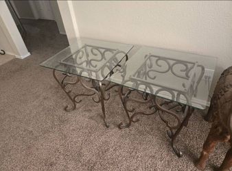 Cast Iron Glass End Tables 24x24x23