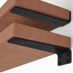 Floating Shelf Bracket 6 Inch of 4 Pack Heavy Duty Shelf Brackets Brackets for Shelves Black Coated Metal L Bracket Wall Shelf Support DIY Brackets wi