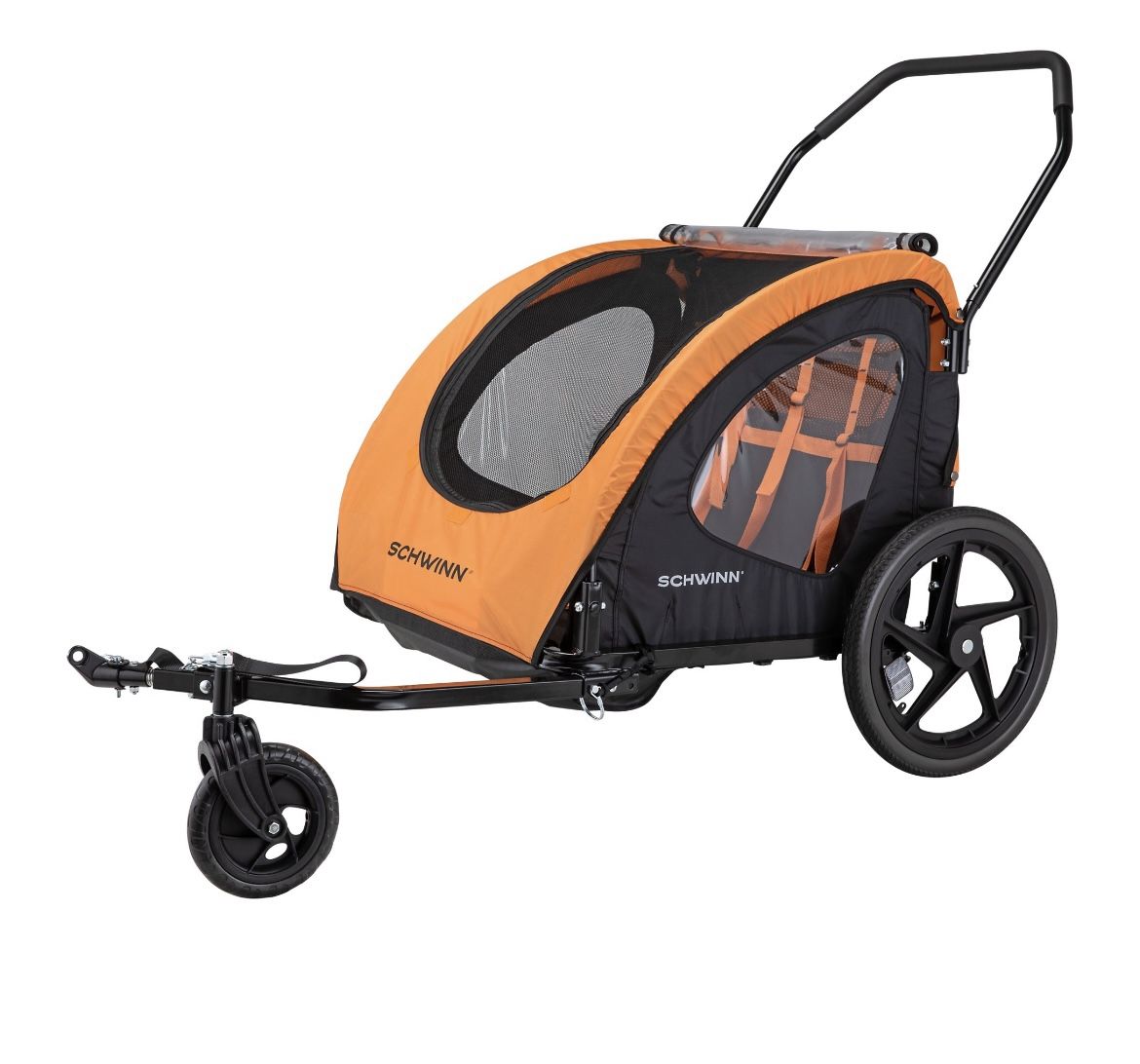 Schwinn Springbrook Two-Passenger Bicycle Trailer/Stroller, Orange / Black