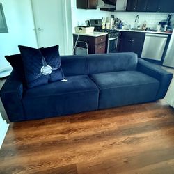 Black Velvet Couch and Throw Pillows