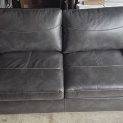 Houzz Gray Leather Pull Out Sofabed-- FULL SIZE BED