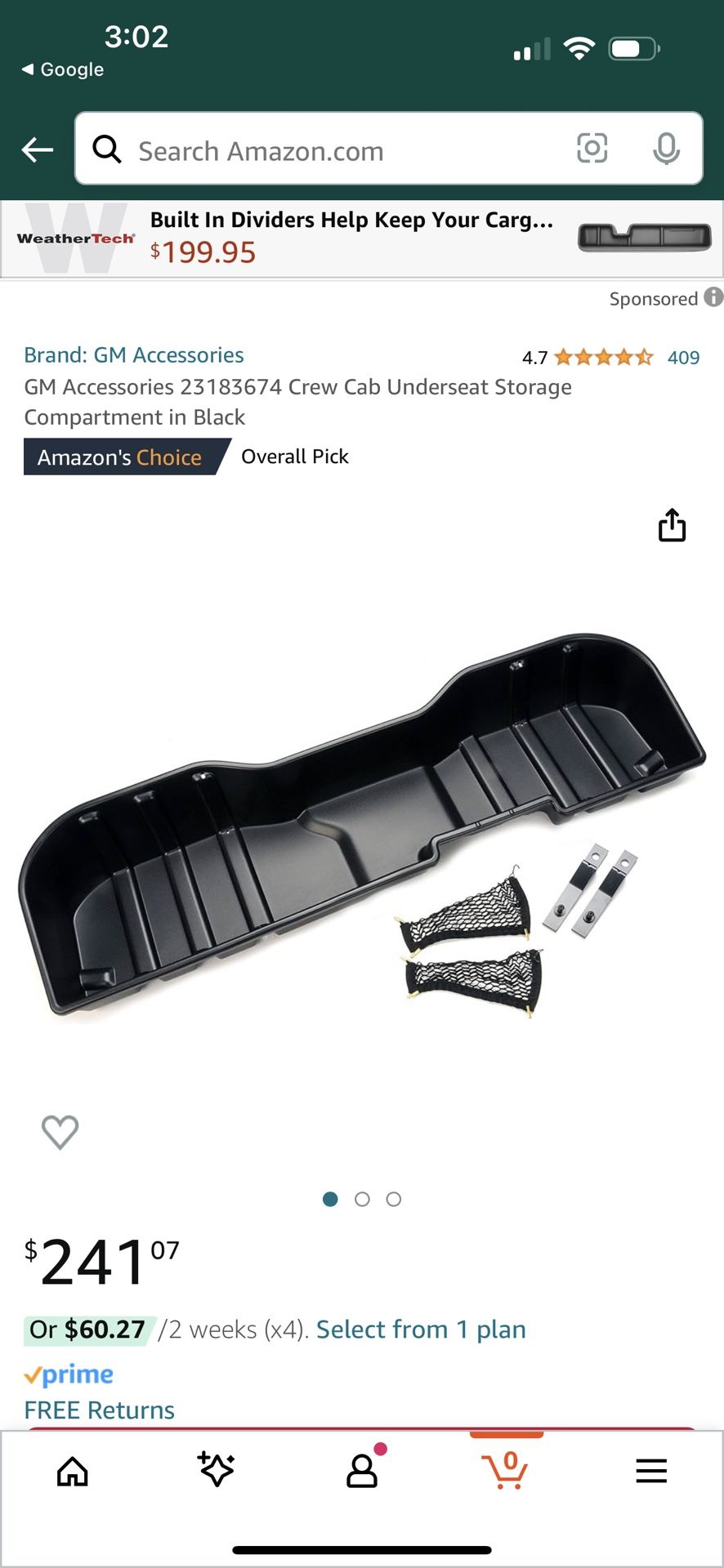 GM Accessories 4 Crew Cab Underseat Storage Compartment in Black