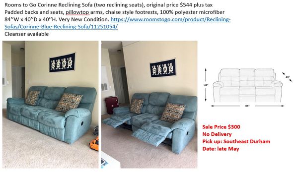 Rooms To Go Recliner Sofa For Sale In Durham Nc Offerup