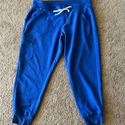 Women’s FIGS Zamora Jogger Scrub Pants High Waist Stretch Blue XL Petite