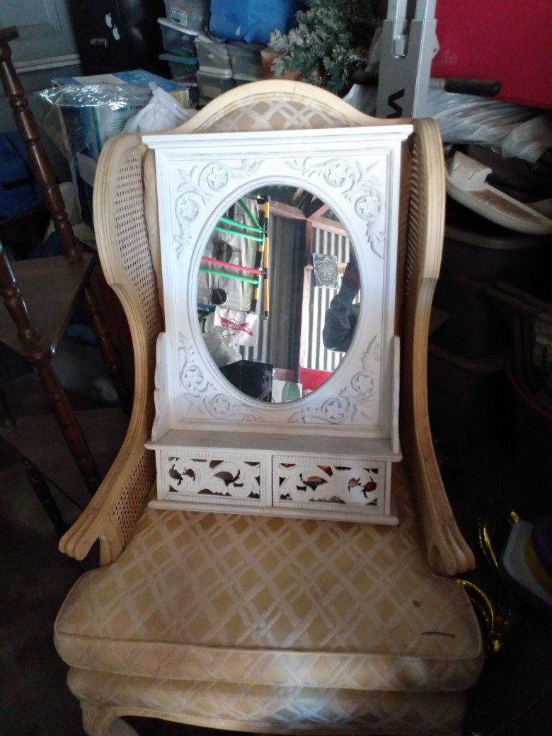 White Vintage Dress Mirror 