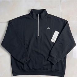 Alo Black Quarter-Zip Pullover Sweatshirt