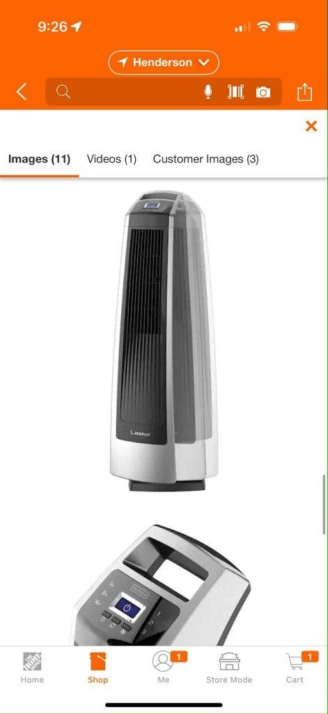 Lasko
35 in. 3 Speed High Velocity
Tower Fan for Home in Silver, 509 CFM, 60° Oscillation, Timer and Remote, 11.9 in. Dia.

$55