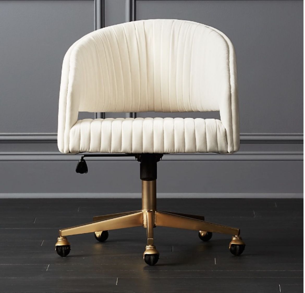 CB2 Channel Ivory Velvet Office Swivel Chair - Used
