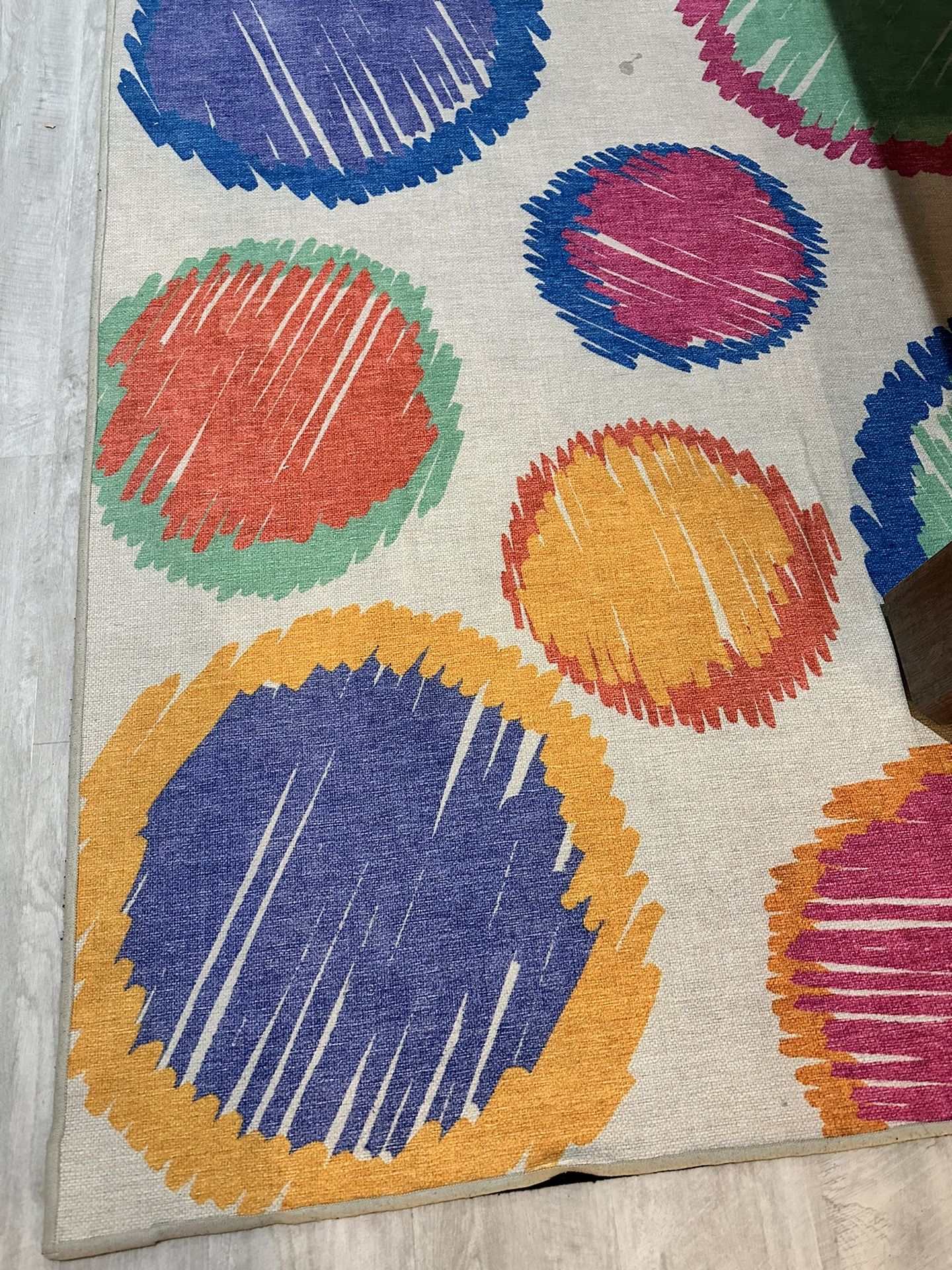 Ruggable Mat & Area Rug 8x10 Washable Kids Playroom Circles