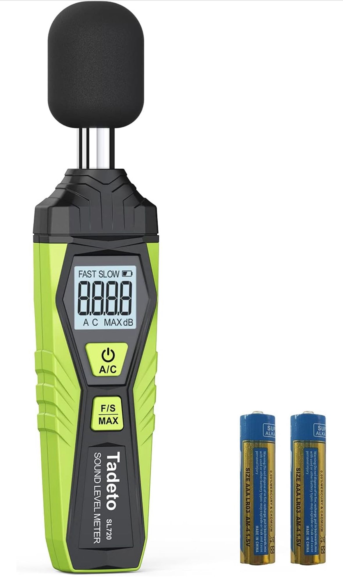 Decibel Meter, Tadeto Digital Sound Level Meter Portable SPL Meter 30dB to 130dB MAX Data Hold with LCD Display Backlight A/C Weighted for Home Factor