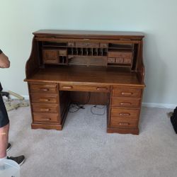 Rolltop Desk Replica Antique Oak Wood