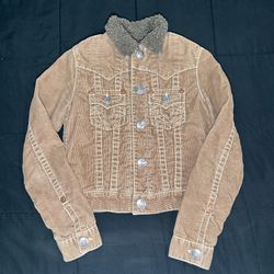 True Religion Brown/Tan and cream corduroy jacket with faux fur collar & lining  
