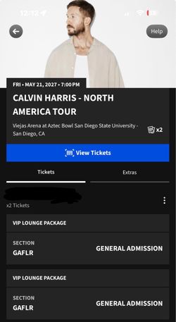 Calvin Harris VIP lounge Tickets