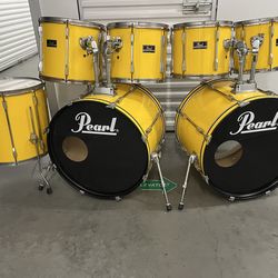 Pearl double bass Vntg drum kit, comes w full hardware