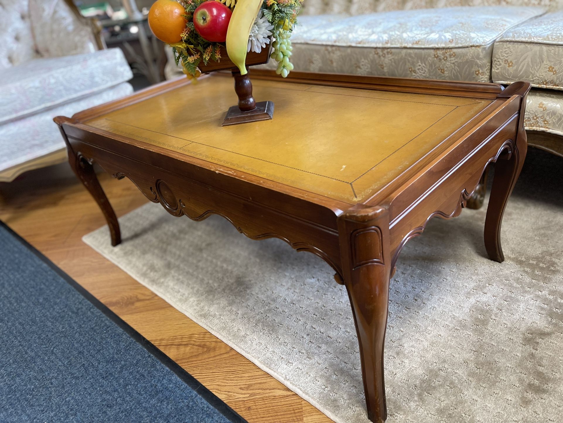 Rectangle Leather Top Coffee Table