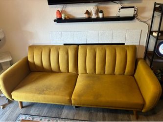 Yellow futon couch