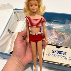 Vintage 1963 Mattel scooter doll includes case for skipper and scooter only scooter doll is included clothing and hangers Original prin for Sale