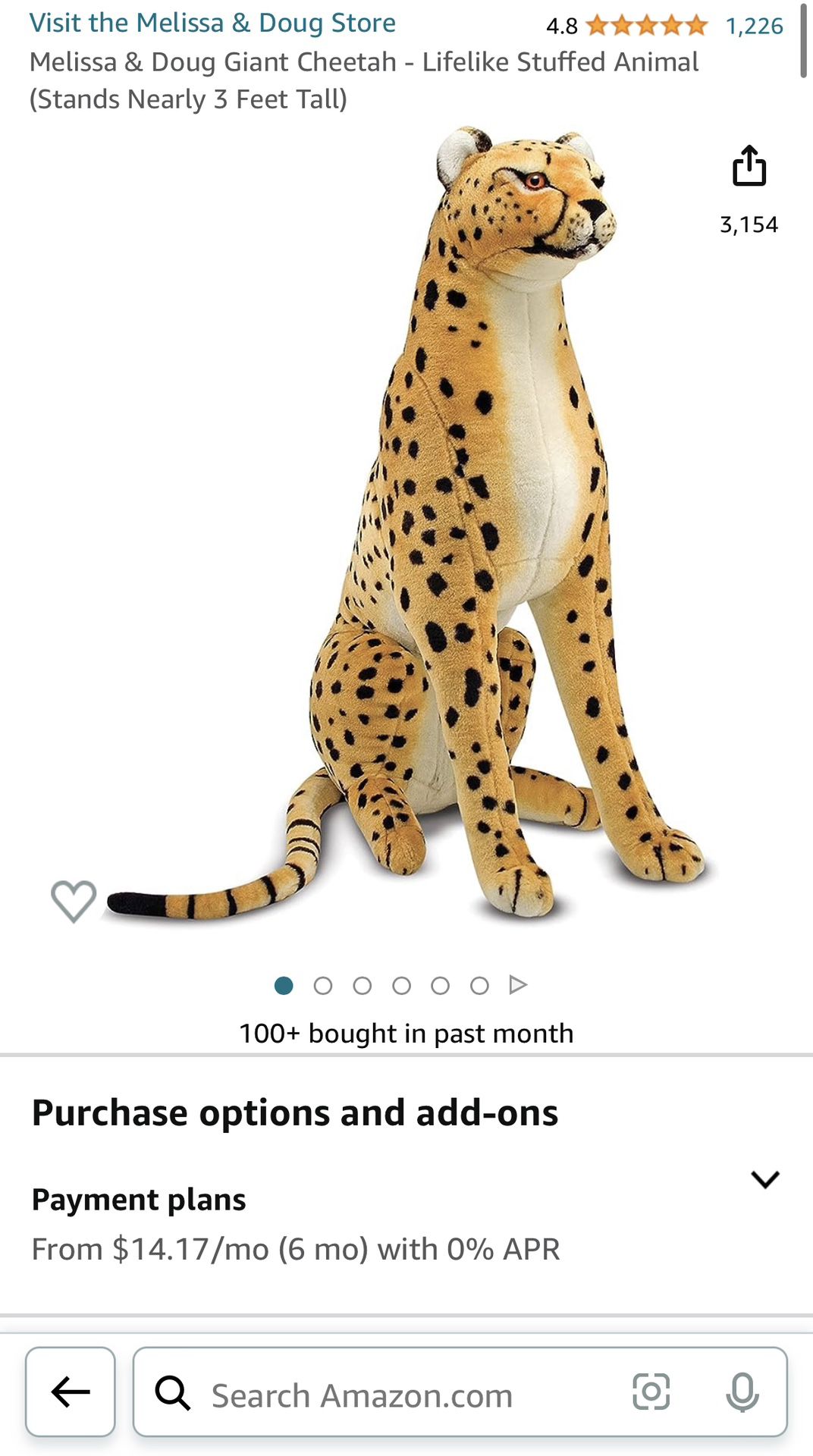Giant Stuffed Cheetah 