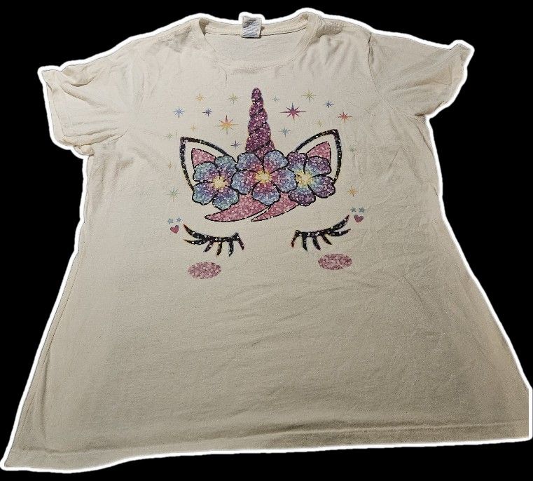 Whimsical Unicorn Short Sleeve Tee - Cream