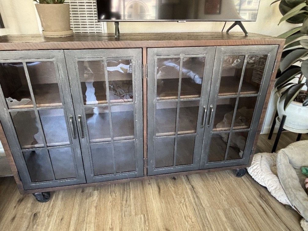 Wood & Glass Storage Cabinet , Bookcase