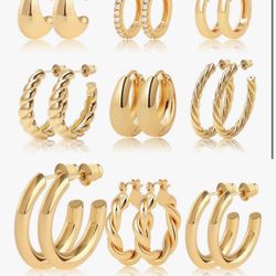Brand: Ringcal Gold Hoop Earrings for Women Chunky Twisted Huggie Hoops Earrings Set 14K Real Gold Plated Christmas Gift for Women Brand New. Never be